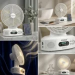 Andowl 12-Inch Rechargeable Solar Powered Fan & Bluetooth Speaker | Includes Solar Panel | Complete Loadshedding Solution South Africa