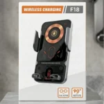F18 smart auto-clamping wireless car charger mount with 15W fast charging for smartphones.