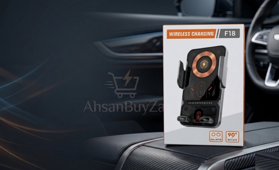 F18 Smart Auto-Clamping Wireless Car Charger Mount (15W Fast Charge)