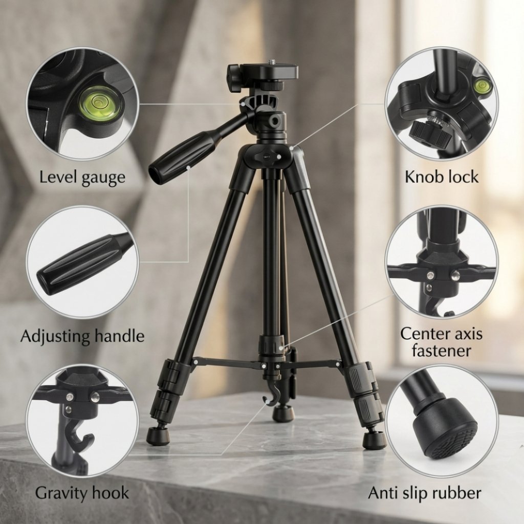 Smartphone mounted on steady camera tripod for TikTok and YouTube