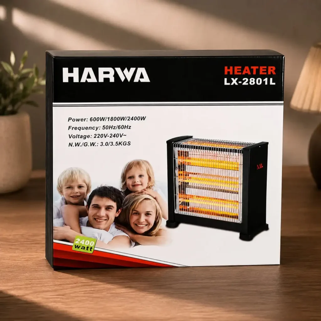 2400W portable electric heater South Africa HARWA LX-2801L product box
