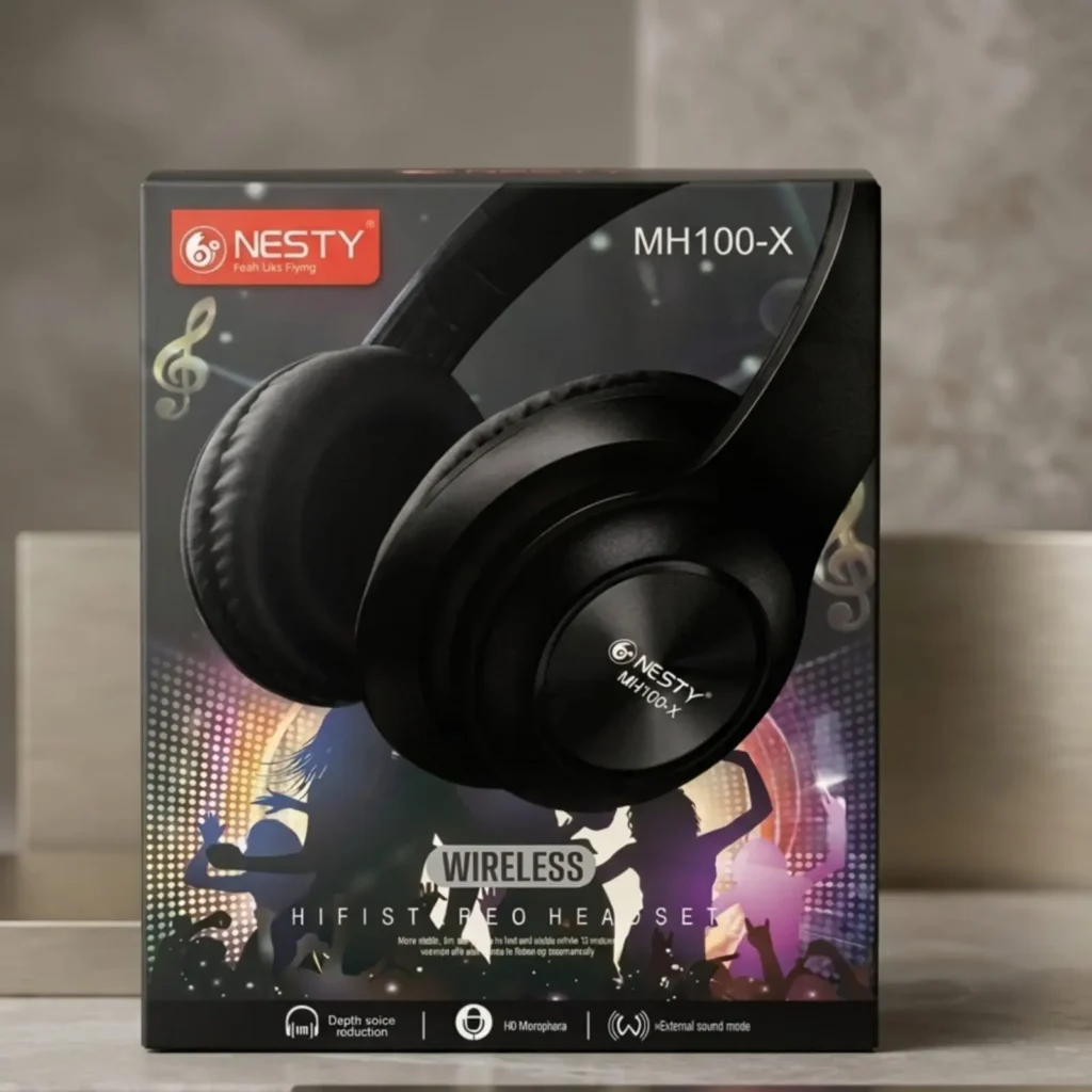 Nesty wireless headphones South Africa premium Bluetooth headset on luxury shelf