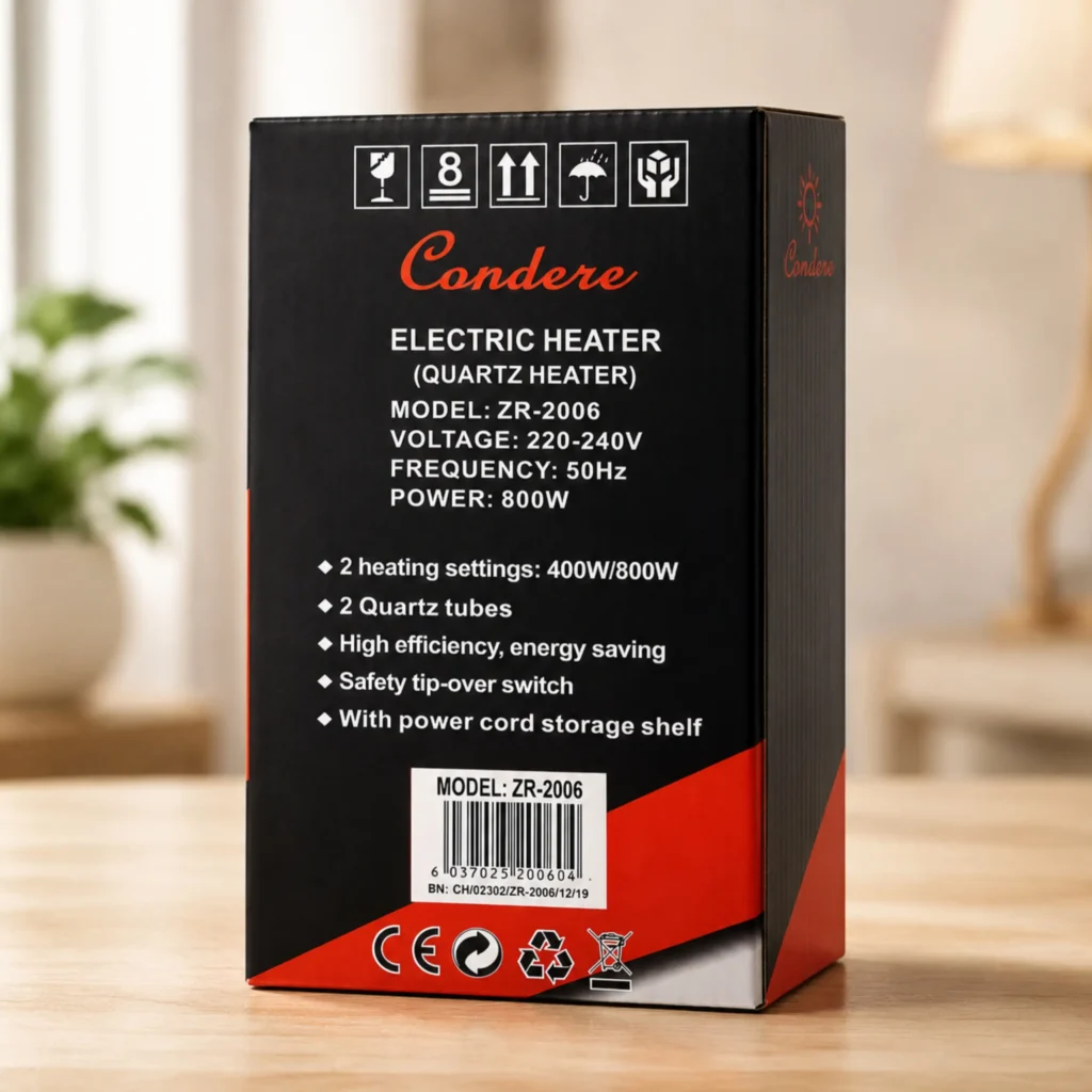 Condere electric quartz heater South Africa product features and specifications